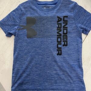 Under Armour Kids Heathered Blue Tee with Black Logo